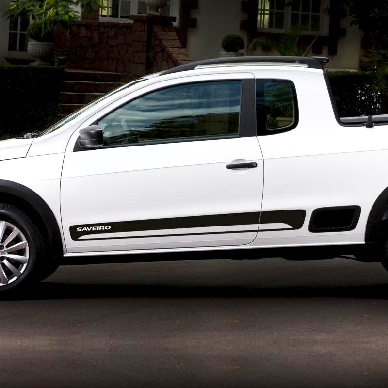 Detalhes do Faixas Saveiro G5 G6 2014/ Adesivos Lateral e Traseiro Preto