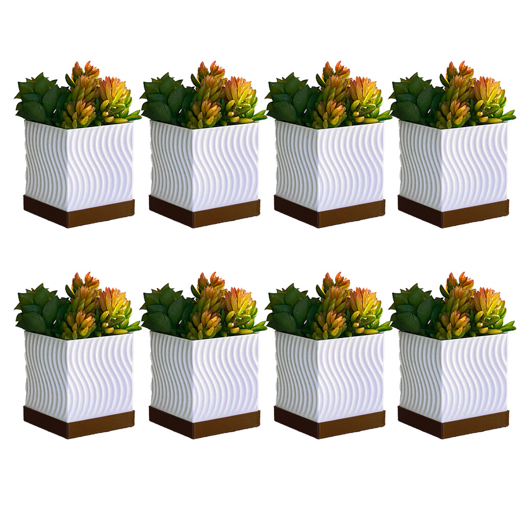 Kit com 8 Vasinhos Cachepot Quadrado Decoração Moderna Quarto Banheiro Vaso Plantas