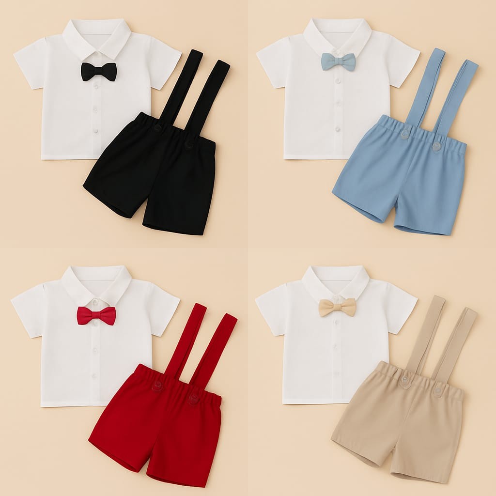 Look Social Infantil com Suspensório – Cores Variadas para Festa, Batizado e Fotos