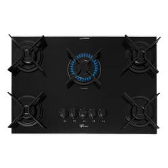 Cooktop A Gás Fischer 5 Bocas Fit Line Preto Trempe Iron Bivolt