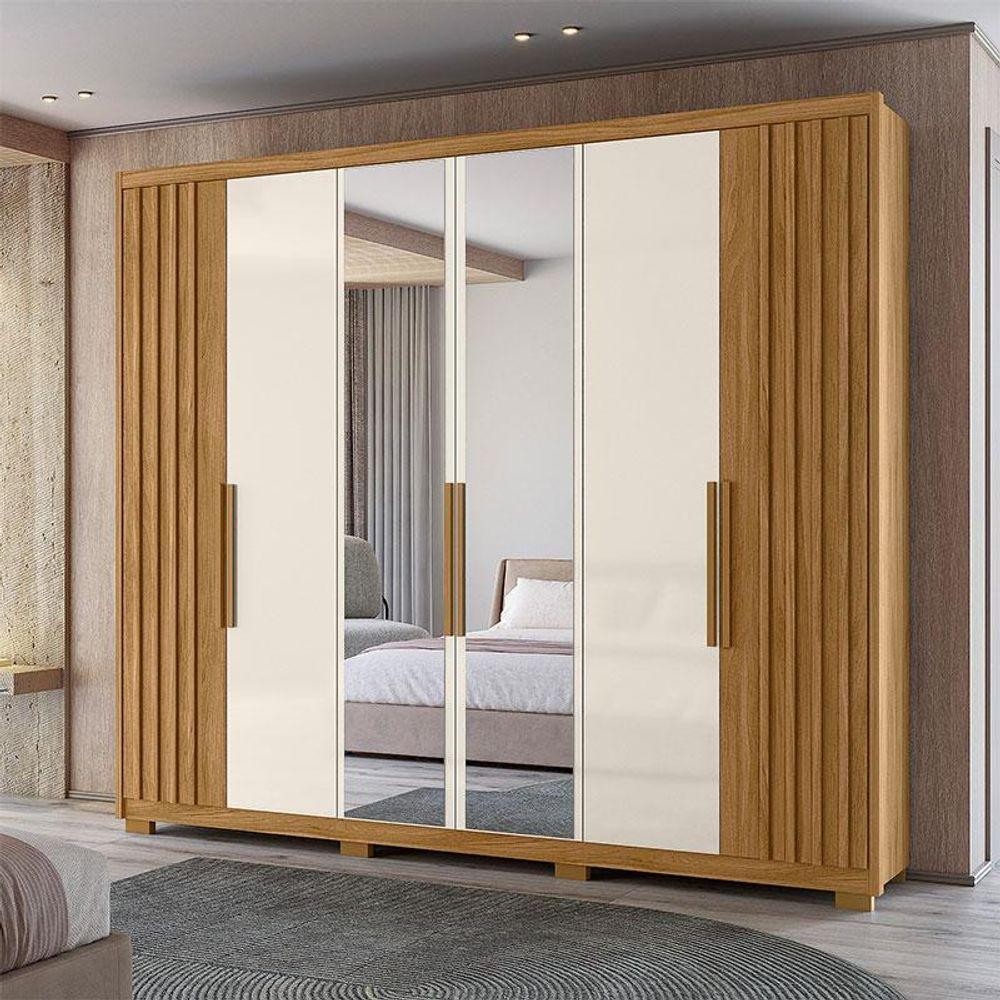 Guarda Roupa Casal Ambiente Araguaia 6 Portas Freijó Off White Com Espelho - Moval em Oferta na Shopee