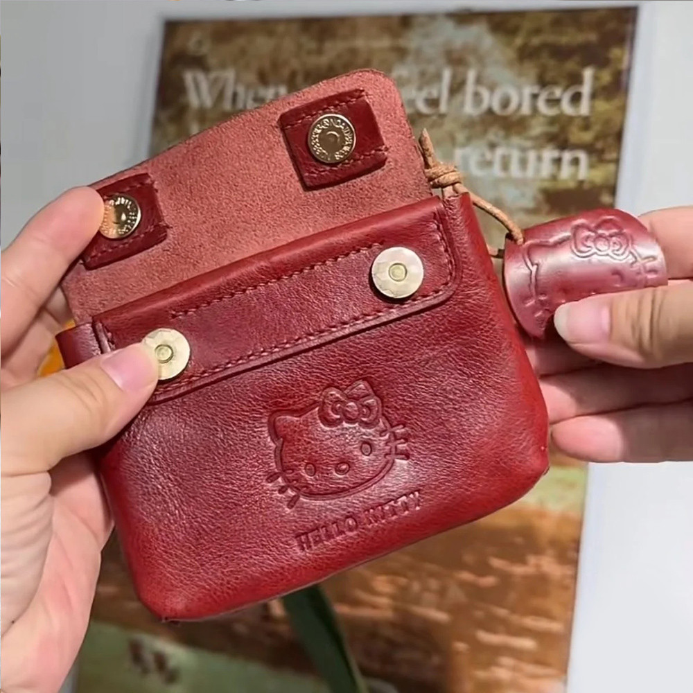 Carteiras Da Série HelloKitty Cor Vermelha Bolsa De Cartão Retrô Moedas Presente Portátil