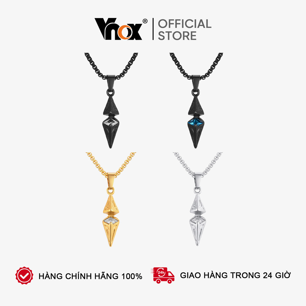 Colar Com Pingente De Losango De Zircônia Azul Branco VNOX , Joias Hipoalergênicas De Aço Inoxidável Para Homens , Prese