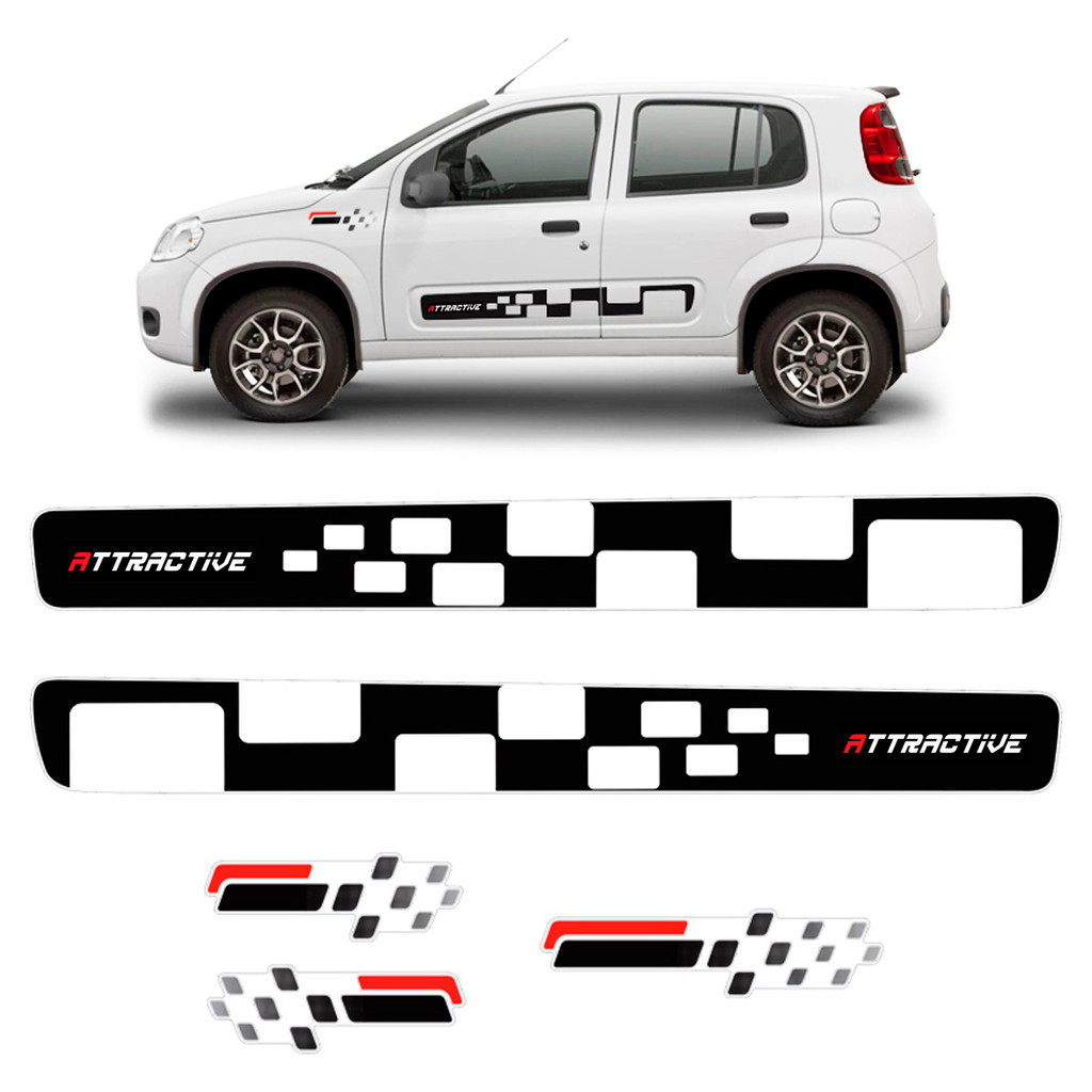 Kit Adesivos Para Fiat Uno Attractive 2011/2021 Faixas