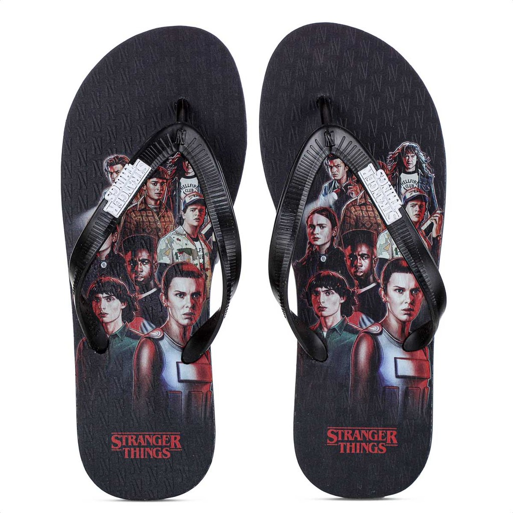 Chinelo Netflix Stranger Things Team Preto - Masculino em Oferta na Shopee
