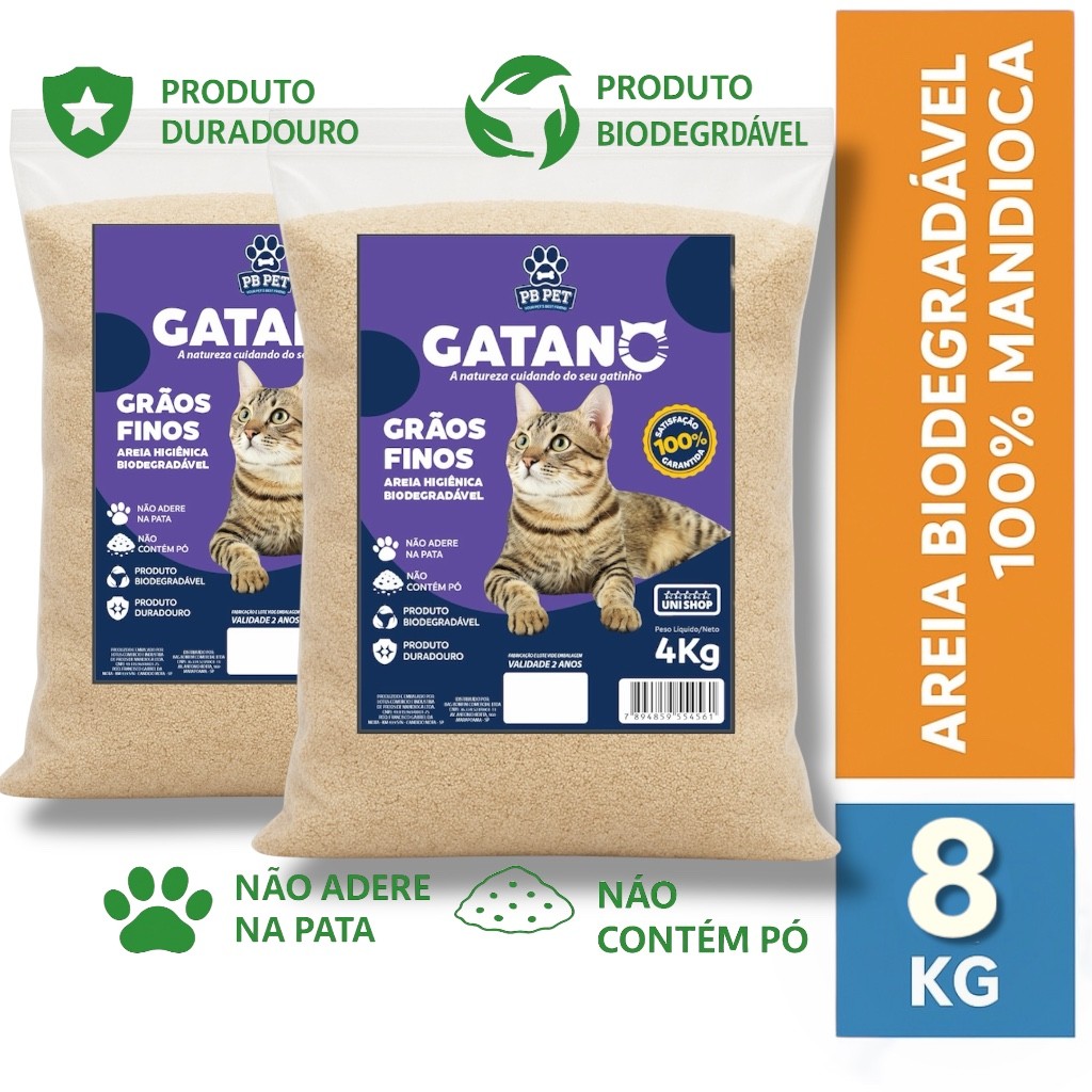 Kit 2 Areia Mandioca Para Gato Biodegradável 100% Natural - Gatano em Oferta na Shopee