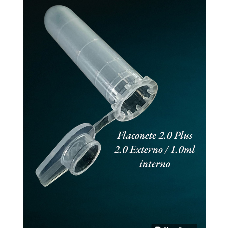 Microtubo 2.0 Plus - 2.0 externo 1.0 interno  1.000 unidades- Flaconetes - laboratório.