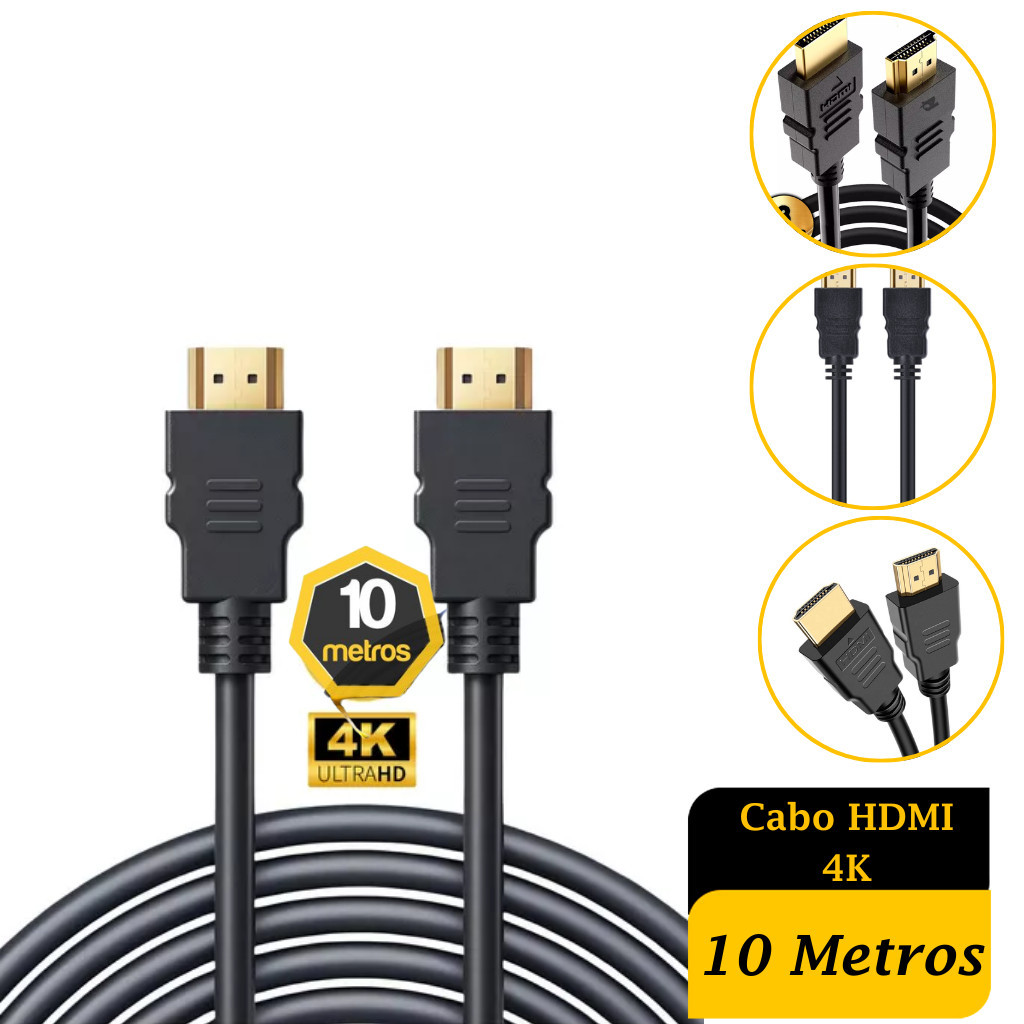 Cabo Hdmi 4k 10 Metros Blindado 2.0 Ethernet 4k Ultra Hd Nf
