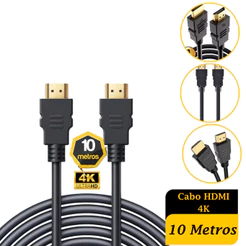 Cabo Hdmi 4k 10 Metros Blindado 2.0 Ethernet 4k Ultra Hd Nf