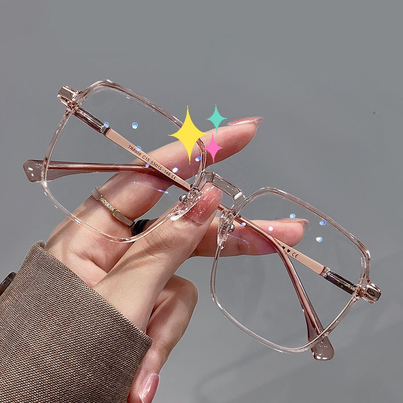 (JIUERBA) Óculos Quadrados Da Moda-0.5-1.0-1.5-2.0-2.5-3.0-3.5-4.0-4.5-5.0-5.5-6.0 Graus De Computador Anti-Luz Azul Par em Oferta na Shopee