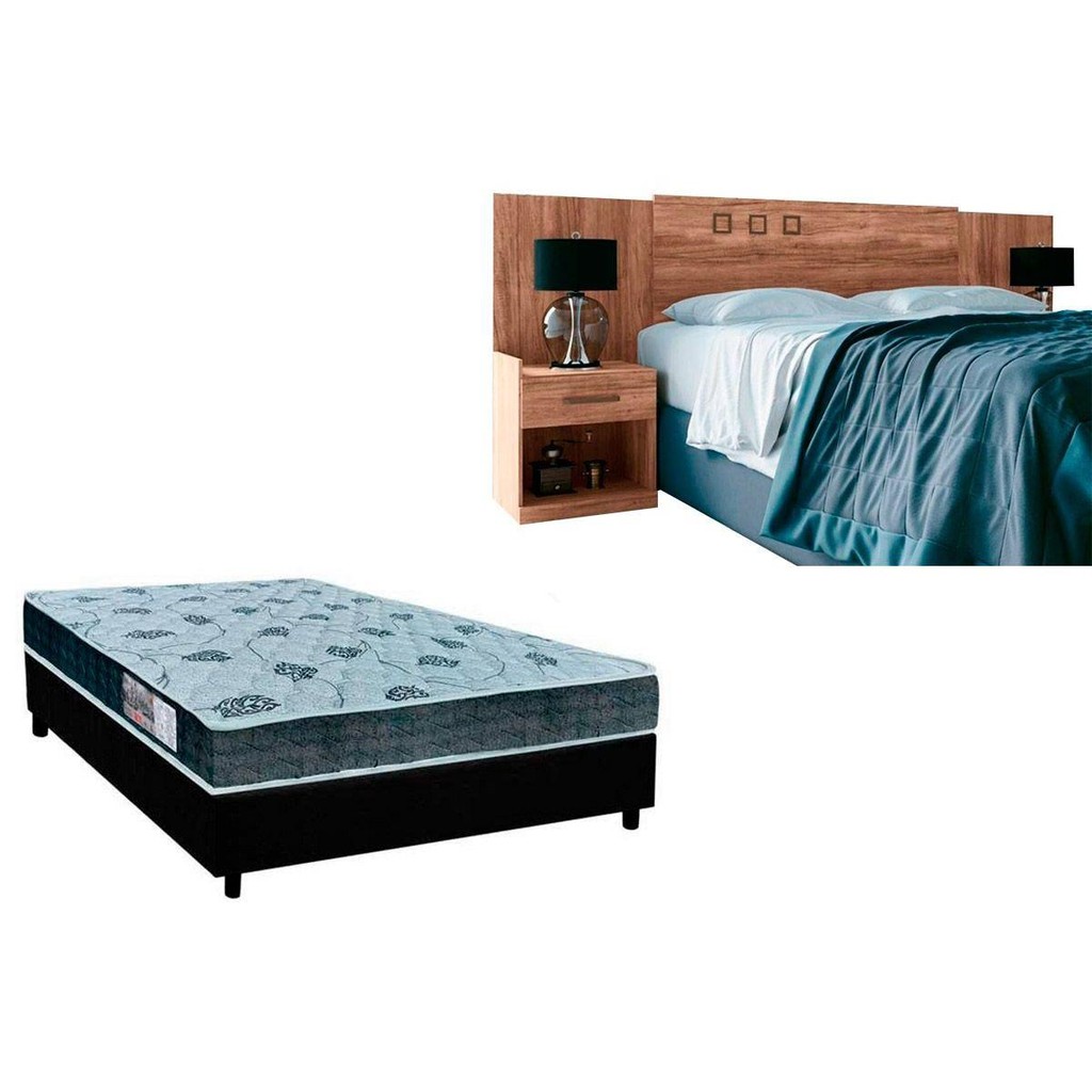 Cama Box Casal CRC + Colchão D45 Cecina + Cabeceira Plus Atacama em Oferta na Shopee