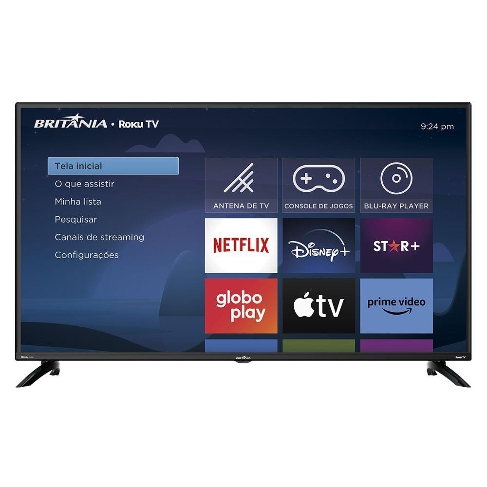 Smart TV Britânia BTV42G6FR2CP Full HD 42" Roku TV Inteligência Artificial, App mobile e  Dolby Audio em Oferta na Shopee