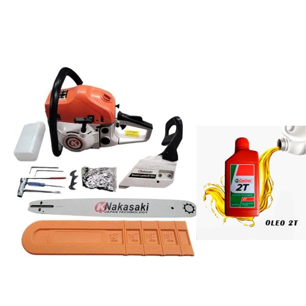 Motosserra a Gasolina Profissional 78CC Moto Serra Motoserra + Óleo Sthil Sabre 55cm