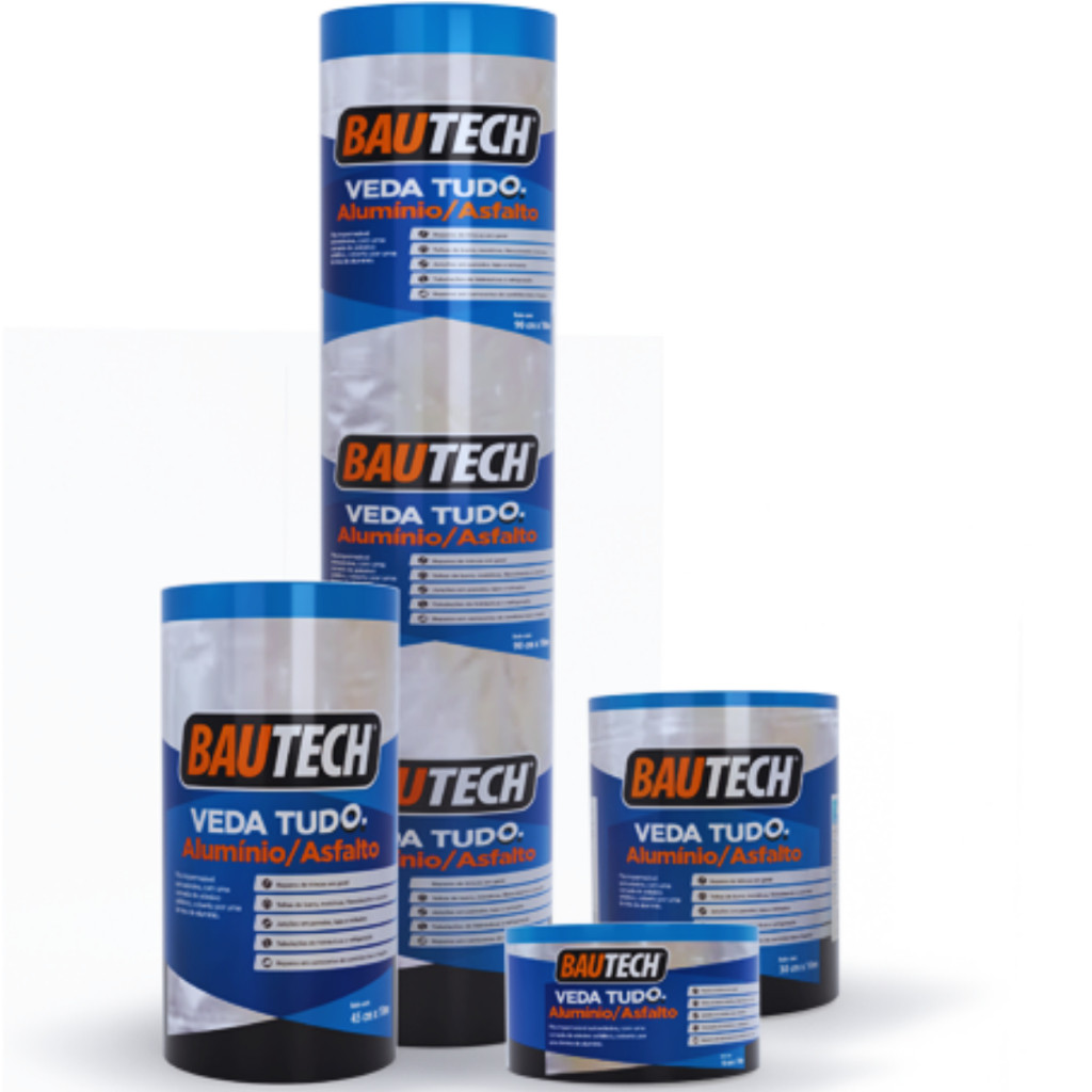 Manta Asfaltica Veda Tudo Bautech Fita multiuso Auto-Adesiva Aluminizada 10cm 20cm 30cm 45cm Bautech
