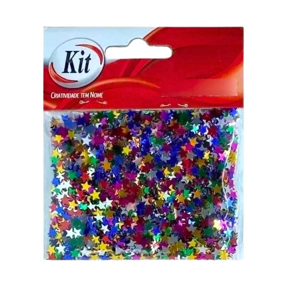 Lantejoula Metalizada de Estrelinhas Coloridas Pacote c/ 25g - Kit | Escolar | Artesanato | Make em Oferta na Shopee