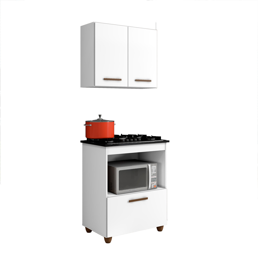 Kit Cozinha BalcÃO 4 Bocas Salvia Mais ArmÁRio AÉReo 2 Pt