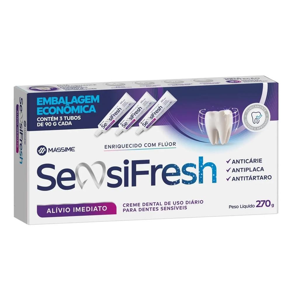 Creme Dental Sensifresh Alivio Imediato 3 X 90 gr - Health