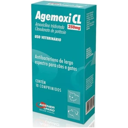 Agemoxi Cl 250 Mg Antibiótico Agener 10 Comprimidos