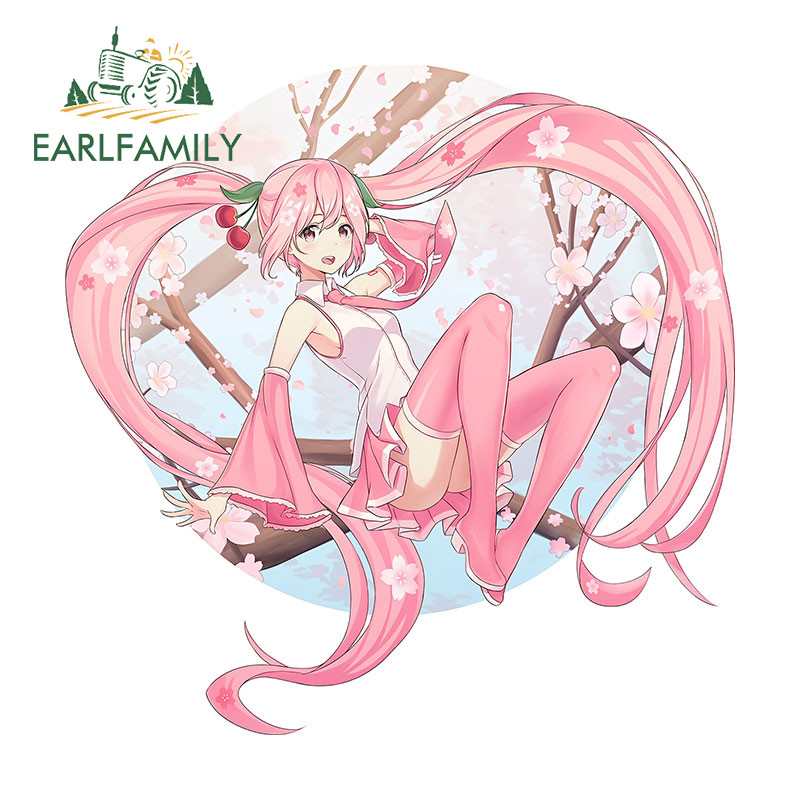 EARLFAMILY 13cm Hastune Miku Sakura Beleza Adesivos De Carro Oclusão Zero Caravana Mala Portátil PVC Decalque Etiqueta D