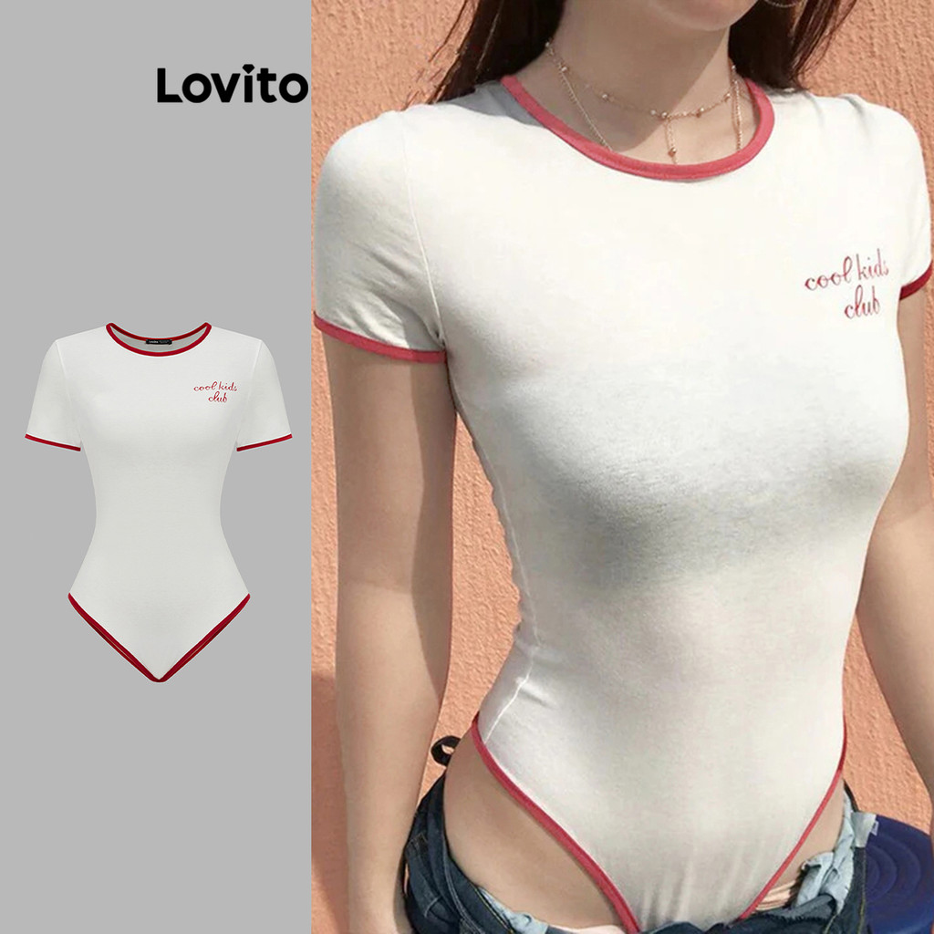 Lovito Body Casual De Verão Com Encadernação Contrastante Para Mulheres L109MD812 - Women Clothes