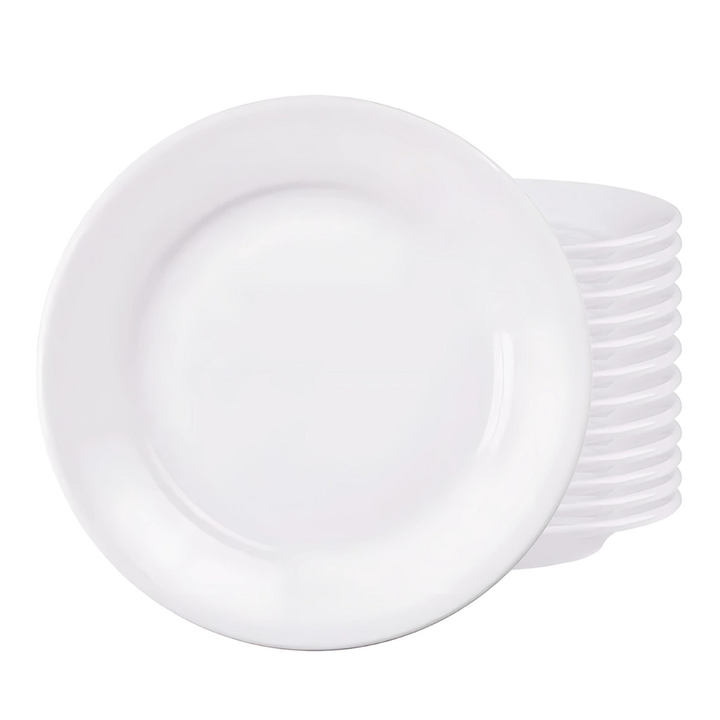 Jogo 12 Pratos Sobremesa Tramontina 18cm Porcelana Branco Restaurante Buffet Hotel Bar - Home & Living