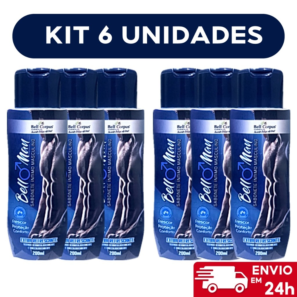 Kit 6 Sabonete Íntimo Masculino Bell Man - Bell Corpus 200ml