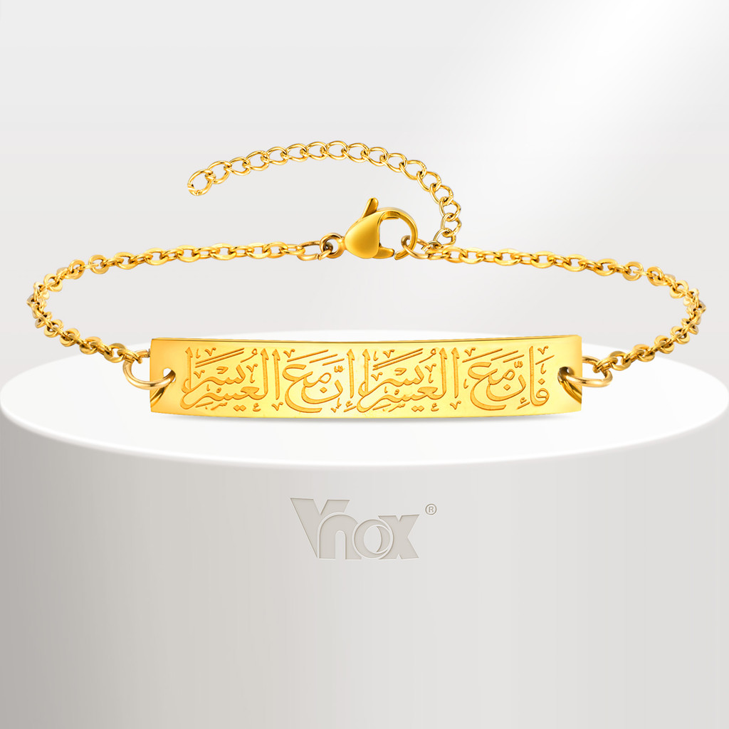 Vnox Pulseira De Fé Árabe De Aço Inoxidável Para Mulheres Charmosa Pulseiras Islâmicas em Oferta na Shopee