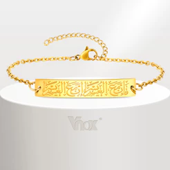 Vnox Pulseira De Fé Árabe De Aço Inoxidável Para Mulheres Charmosa Pulseiras Islâmicas