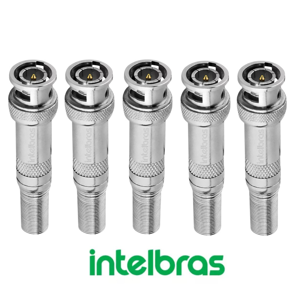 5 Unidades Conector Conex 1000 BNC Mola Plug Cftv Intelbras