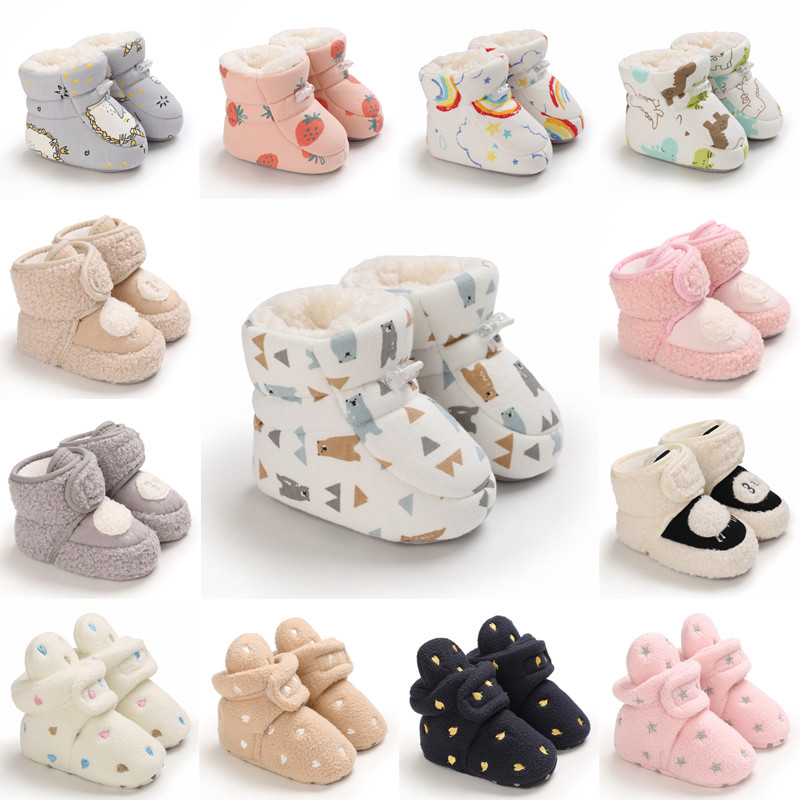 Inverno Neve Botas De Bebê Múltiplas Cores Quente Fluff Bolas Interior Partícula Coloidal Sola Infantil Recém-Nascido Da