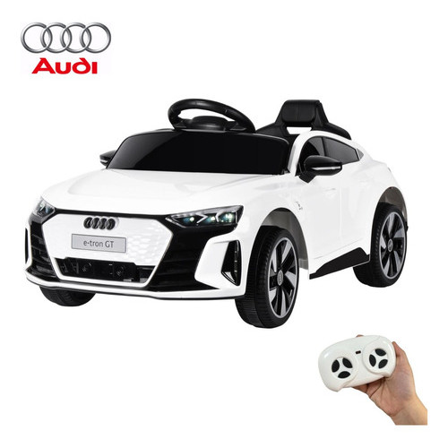 Carrinho Elétrico Infantil Audi Etron GT, 6V, Controle Remoto, Branco, com Luz e Som, USB