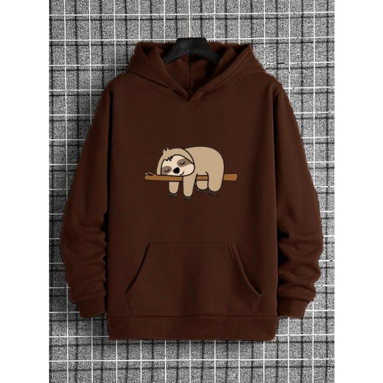 Moletom Canguru Unissex Feminino e Masculino Com Capuz Algodão Flanelado Peluciado Lançamento Bicho Preguiça (FRENTE)