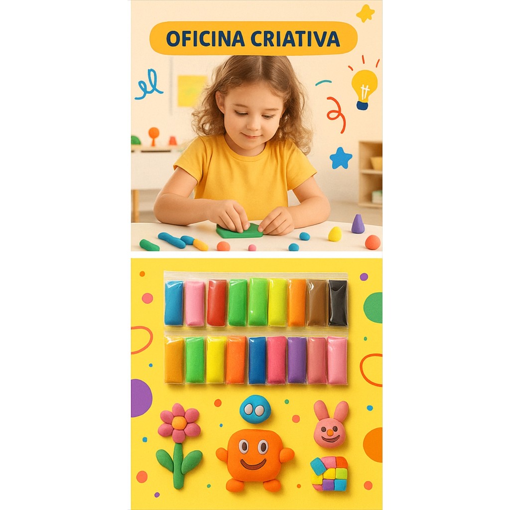 Massa de Modelar EVA 10 Cores Para Artesanato e Escola