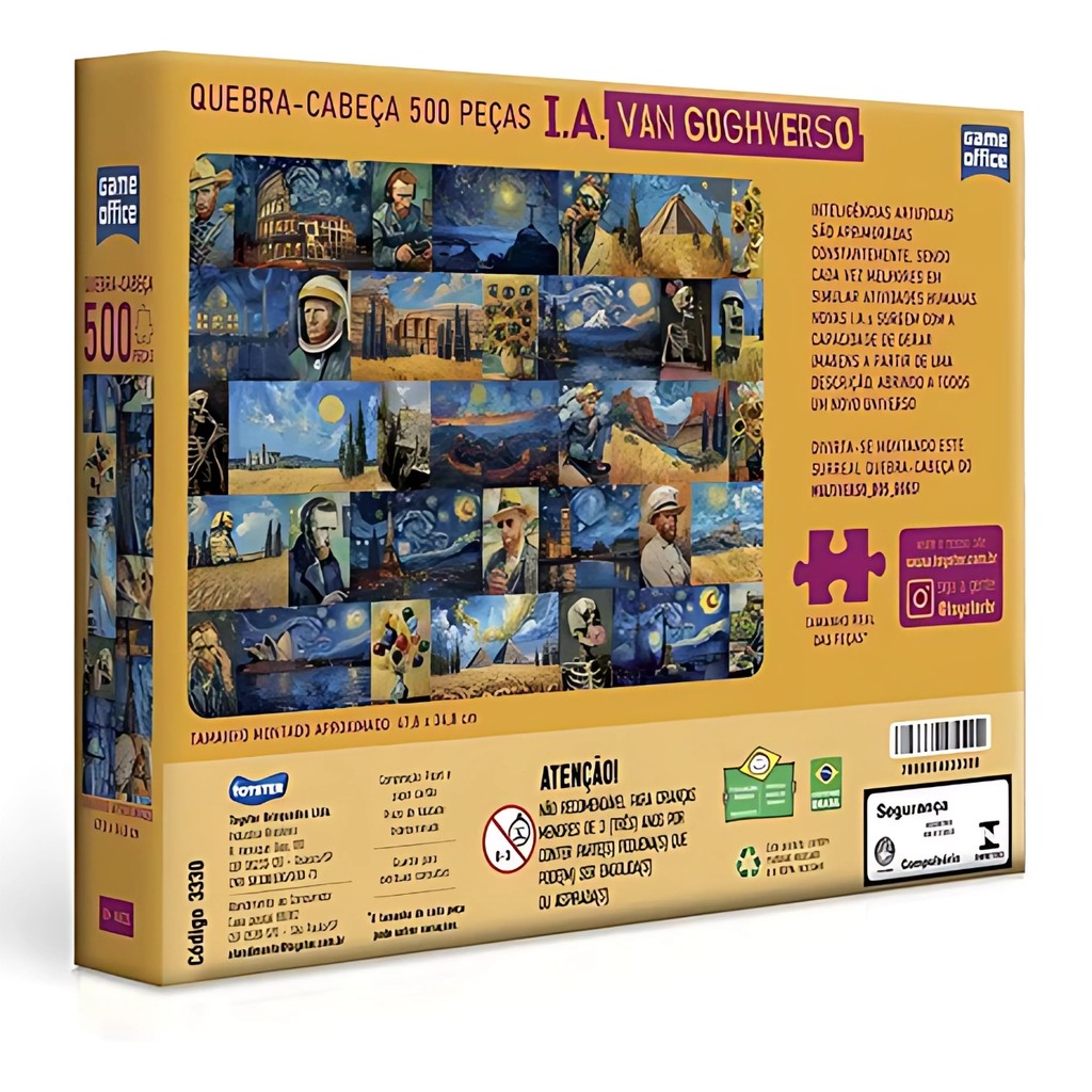 Detalhes do Quebra-Cabeça 500 Peças IA Van Gogh Verso Suave Toyster