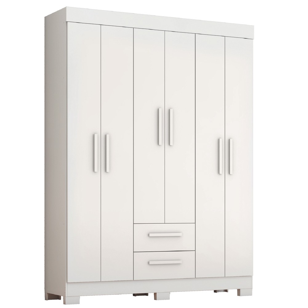 Guarda Roupas Casal 6 Portas 2 Gavetas Libano Branco Flex Notável - Home & Living