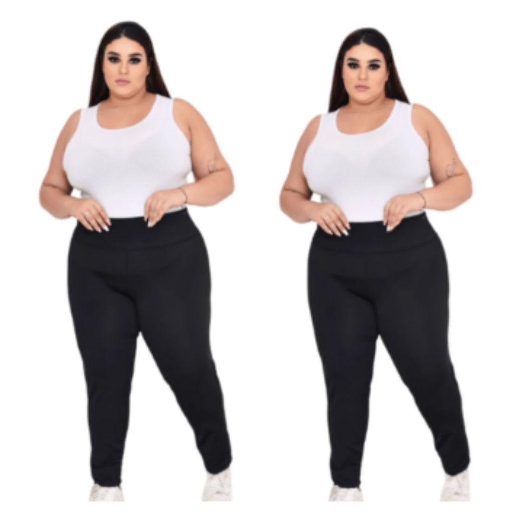 KIT Legging Flanelada Plus Size Grossa Calça Leg Peluciada Forrada Por Dentro Costura Reforçada Térmica