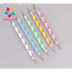 ANA 1108 Kit 5 Boleadores Pinceis Ponta Dupla Decoração De Unha