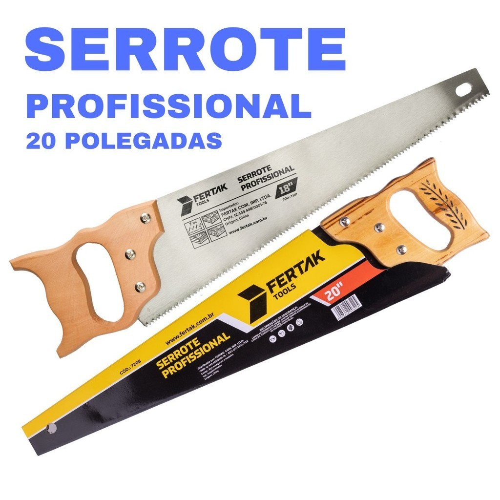 Serrote Para Madeira Marceneiro Carpinteiro Profissional 18 ou 20 polegadas Multiuso Reforçado