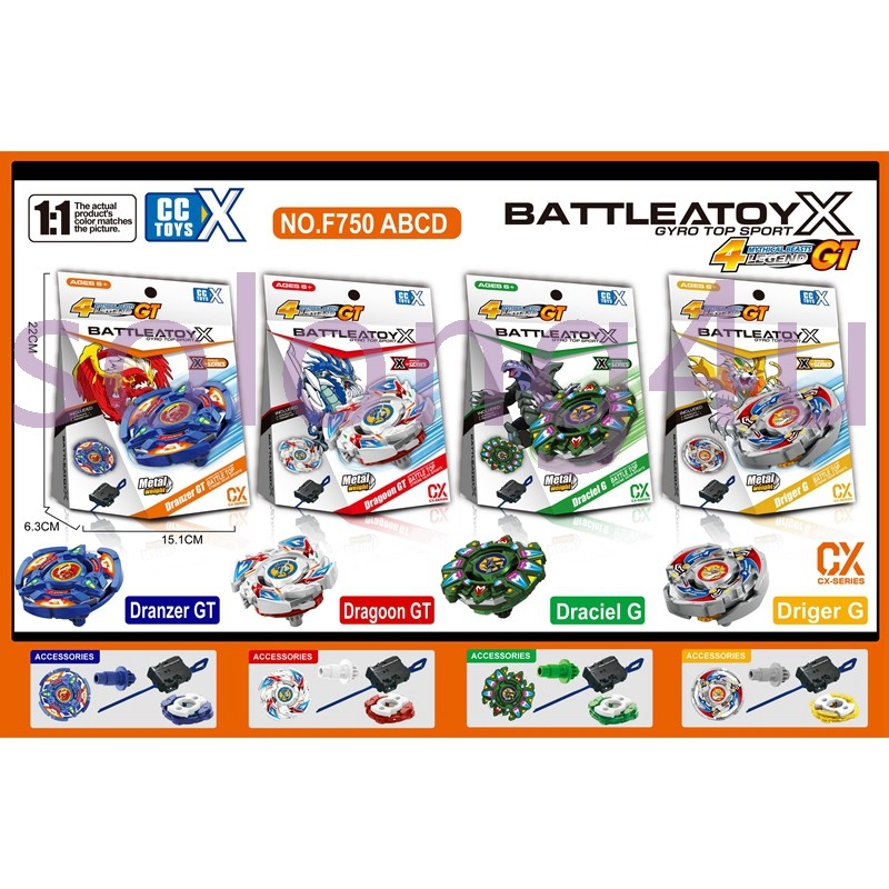 CX00 Dragon GT Dranzer Driger G Draciel Spinning Tops X Set Com Brinquedos Lançadores Ripcord
