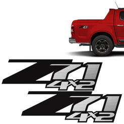Par De Adesivos Z71 4x2 S10, Silverado Emblema lateral Preto