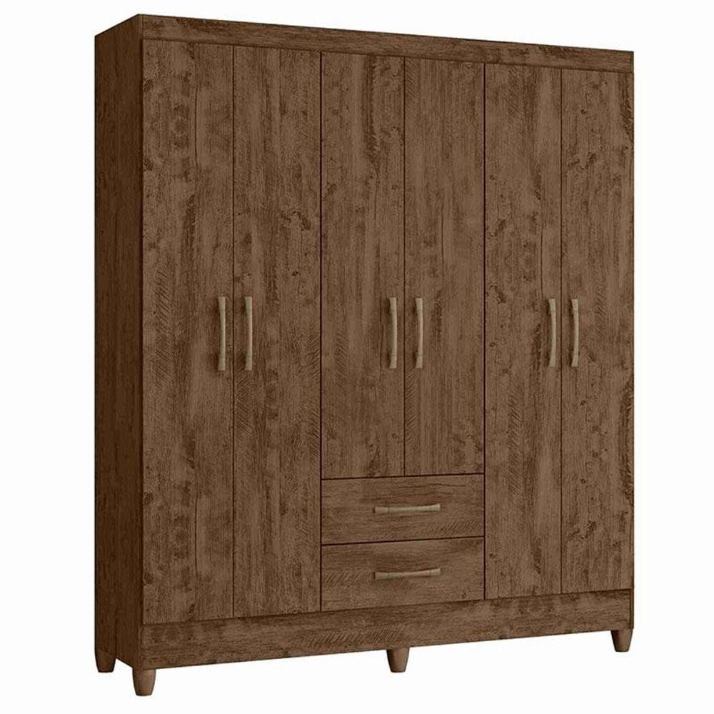 Guarda Roupa Casal Panamá 6 Portas Castanho Wood - Moval