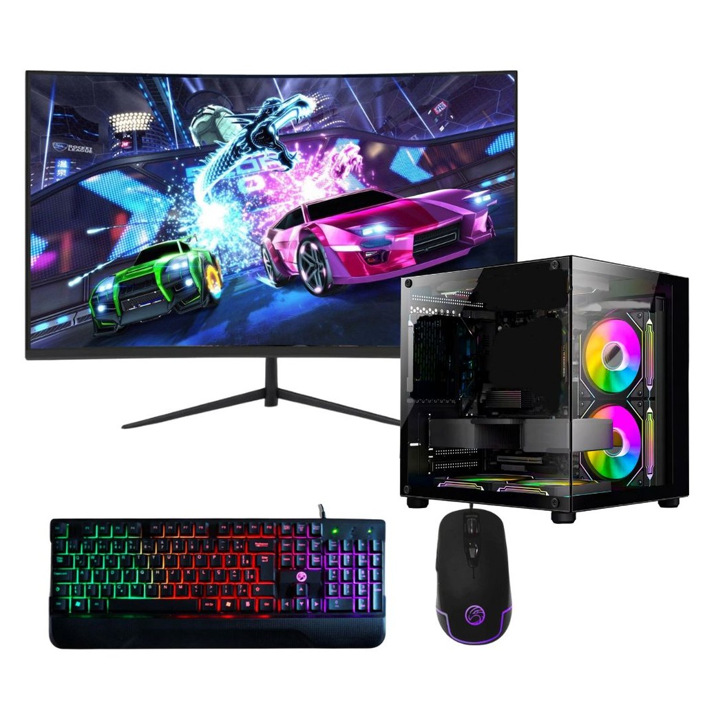 Pc Gamer i7 de 6ª 16gb ddr4, SSD480, Placa de Vídeo GT730 monitor 23 polegadas curvo c/Wifi