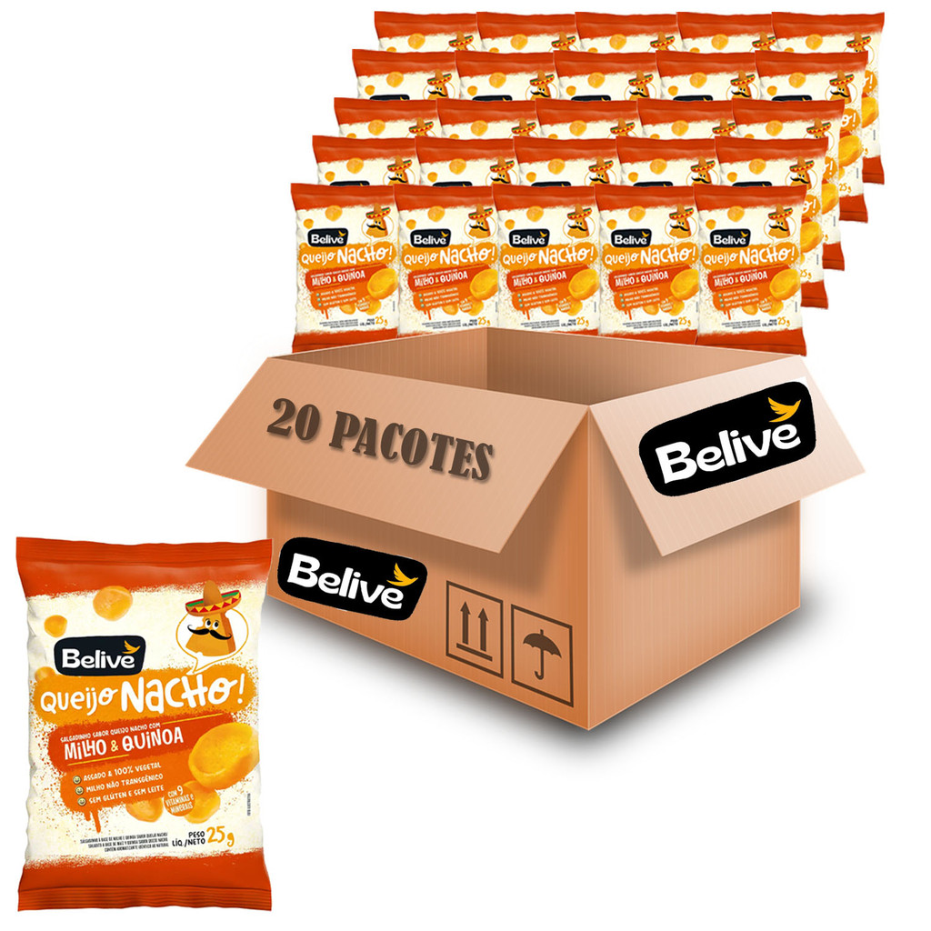 Kit c/ 20und Salgadinho sabor Queijo Nacho 25g BELIVE