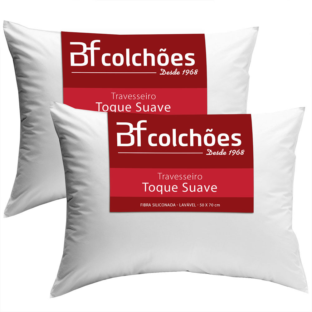 Kit 2 Travesseiros Macio de Fibras Siliconadas Lavável Toque Suave 50x70cm BF Colchões em Oferta na Shopee
