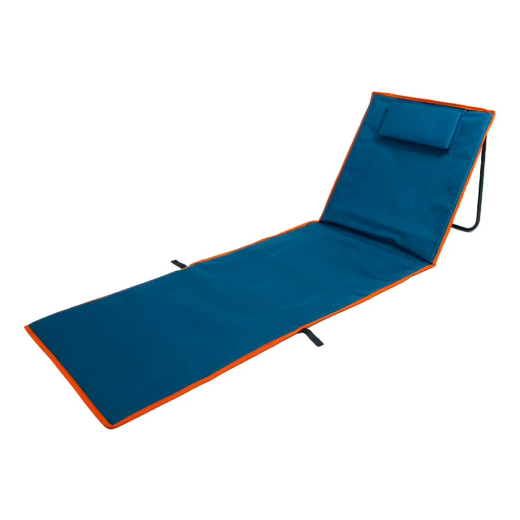 Espreguiçadeira e Esteira Portátil de Praia com Almofada Alça e Bolso Azul Escuro - NAUTIKA em Oferta na Shopee
