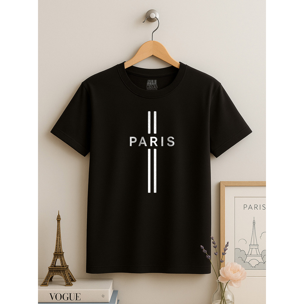 Camiseta 100% Algodão Juvenil e Infantil Unissex Estampa Moderna de Paris