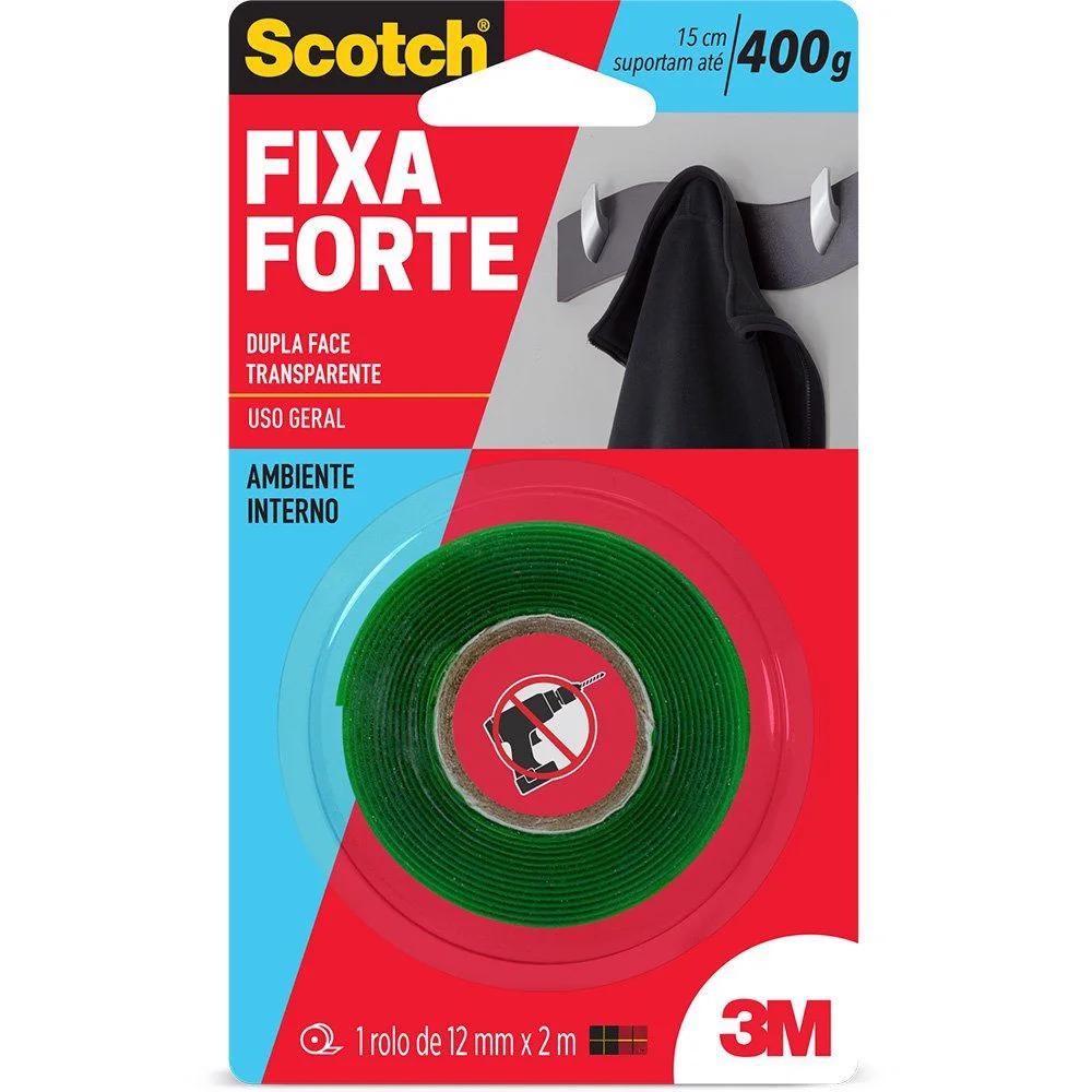 FITA DUPLA FACE FIXA FORTE 12MMX 2M 400G X 15CM 3M - Fita Adesiva VHB Fixa Extra Forte Transparente