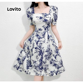 Lovito Vestido Casual Tie-dye Plissado Com Zíper Vestido De Verão/primavera Para Mulheres L131LD1149 em Oferta na Shopee