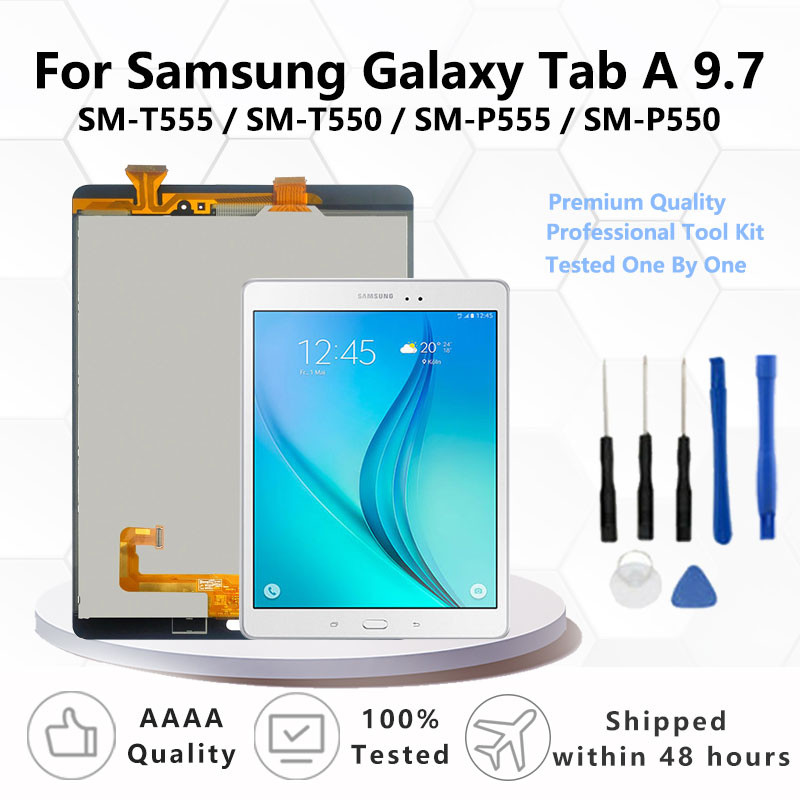 Para Samsung Galaxy Tab A 9.7 SM-T555/T550 P555 P550 Display LCD Tela De Toque Digitador Assembléia Painel Substituição