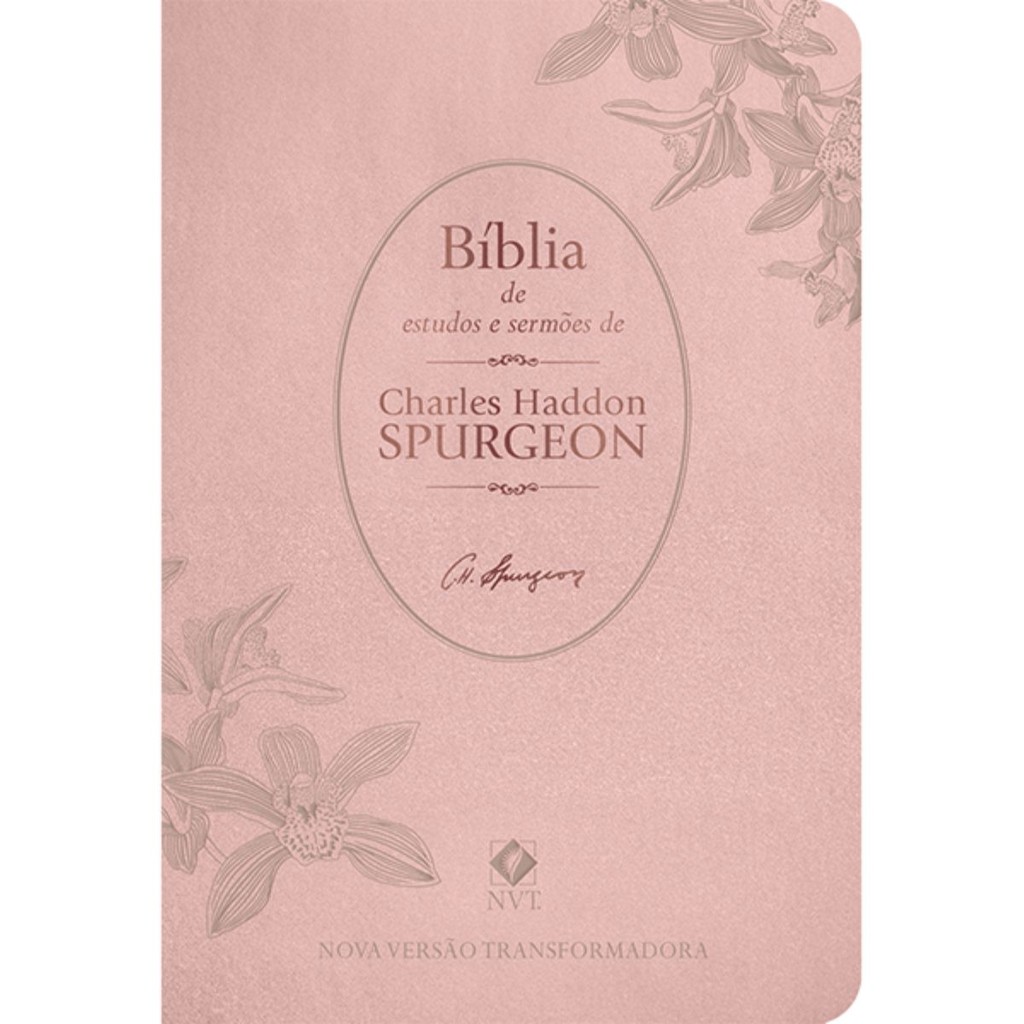 Biblia De Estudo E Sermões | Charles Spurgeon | Capa Luxo Rose | NVT | Pão Diário